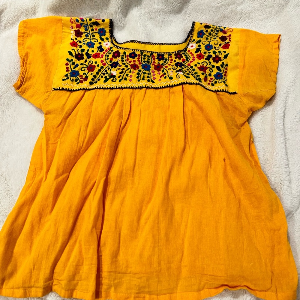 Yellow Mexican floral shirt